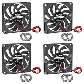 Alinan 4pcs 8010 80mm x 10mm 5V Dual Ball Bearings Brushless Fan 2Pin DC Cooling Exhaust Fan for Radiator DIY Air Exhaust Vent Cooling