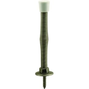 Prime-Line MP9018 Door Stop, 3 In. Reach, Spring Steel Construction, Antique Brass, Flex (10 Pack)