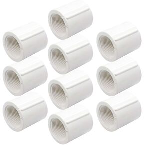 YSIL 10PCS 1/2 Inch Female to Female Threaded PVC Fittings PVC Coupling Pipe Connectors,White