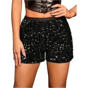 Floerns Women's Sequin High Waist Disco Shorts Sparkly Dance Party Shorts