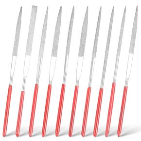 10Styles Diamond File Set, Metal Needle File Set Small Diamond Model Files for Sharpening, 6'' Professional Jewelry Tools, Mini Hand Files for Jewelers Glass Stone Wood Carving Working