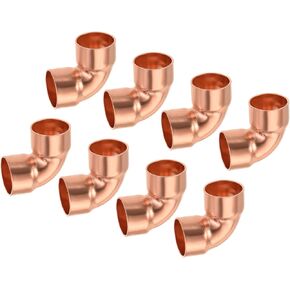 MECCANIXITY 90 Degrees Elbow Copper Pipe Fitting Brazing Connection 5/8 Inch ID for HVAC Cooling Equipment, Pack of 8