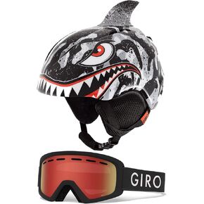 Giro Launch CP Youth Snow Ski Helmet w/Matching Goggles Black Tiger Shark/Black Zoom Flash SM (52-55.5cm)
