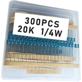 20k 1/4W, 20k 1/4W, 20k ohm, 20k 1/4W, 20kresistor, 20k ohm resistor, 20k ohm Metal resistor, 20k Metal Film resistors 1/4w(0.25w) 1% tolerance 0.01 MF Metal Film Fixed Resistor 300 pcs