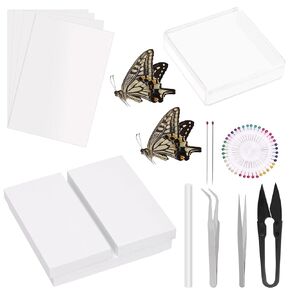 15Pcs Making Insect Specimen Tools Kit Insect Pinning Kit with Insect Pins Wings Pressing Paper Insect Pinning Board Insect Display Case Entomology Supplies for Bugs Collection Science
