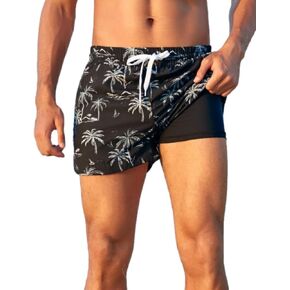 Yilisha Mens 5 "درجات قصيرة للسباحة سروال شورت جاف جاف مع جيوب السباحة بدلات الاستحمام