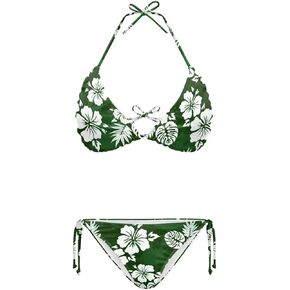 Bikini Set for Women Two Piece Swimsuit Adjustable Spaghetti Straps Swimwear Color Block Halter Bathing Suit