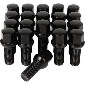 cciyu 20pcs 14x1.5 Wheel lug 28mm Shank OEM Lug nuts,Solid Ball Seat 48mm Tall Stock/Factory Lug Studs for A1 A2 A3 A4 A5 A6 A7 A8 S1 S2 S3 S4 S5 S6 S7 S8, fit for CC Golf Jetta Lavid Se Cayenne