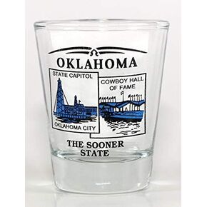 Oklahoma State Scenery Blue New Shot Glass