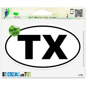 Texas TX White State Oval Vinyl Car Bumper Window Sticker 3" x 2"
