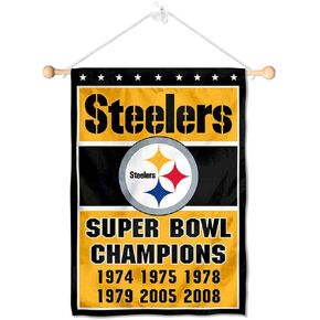 Pittsburgh Steelers 6 Time Champions Banner Window Wall Hanging Flag with Suction Cup