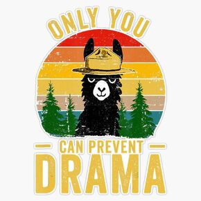 Llama Camping Only You Can Prevent Drama Funny Sticker Vinyl Decal Bumper Sticker 5"