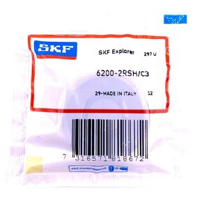 SKF 6200 2RSH C3 Deep Groove Ball Bearing, Rubber Sealed 10x30x9 mm