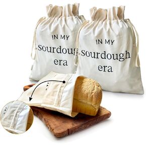 Salt & York Bread Bag (2) For Homemade Bread Plastic Lining, Freezer Bread Storage Container, Funny Sourdough Bread Bag, Bread Making Accessories, Bread Maker Gift Giving, Bread Bags to Keep Fresh