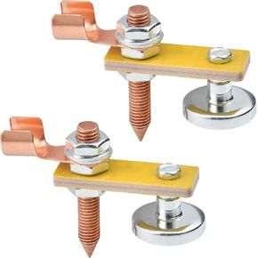 2 Pcs Welding Ground Clamp, Magnetic Welding Head, Welding Magnets and Clamps with Large Suction, Copper Tail Welding Accessories Stability Clamps
