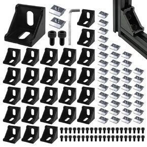 CNQLIS Corner Bracket Connector Set 3D Printer Frame Accessories 4040 Aluminum Corner Bracket Connector with T Nuts and Screws (20 Pcs)