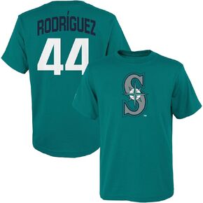 Julio Rodriguez Seattle Mariners MLB Kids Youth 8-20 Green Official Player Name & Number Jersey T-Shirt
