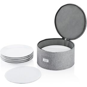 China Storage Container for Dinner Plate - 11.5" W x 7" H - Includes 12 Felt Dividers. Hard Shell and Stackable with Padded Interior