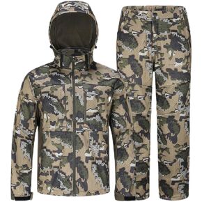 UIIHUNT Hunting Clothes for Men with Fleece Lining: Safety Strap Compatible Water Resistant Silent Hunting Jacket and Pants