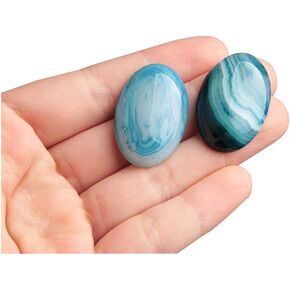 Acxico 2Pcs Blue Onyx Palm Stone Worry Gemstone Thumb Chakra Healing Cabochon