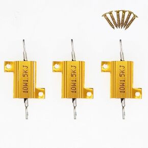 3 Pieces 10W 1.5K Ohm High Power Aluminum Housed WireWound Resistor with Screws