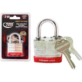 LAP02 Laminated Steel Padlock with Vinyl Bumper and 2-Brass Keys, 1-1/2-Inch, Nickel Plated