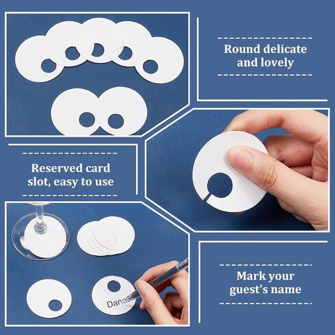 FINGERINSPIRE 150 Pcs Paper Round Drink Name Tags 2" Blank Disposable Stemware Drink Name Tags White Disposable Wine Tag Wine Glass Drink Markers DIY Identification Marker for Wine Glasses Champagne in Saudi Arabia