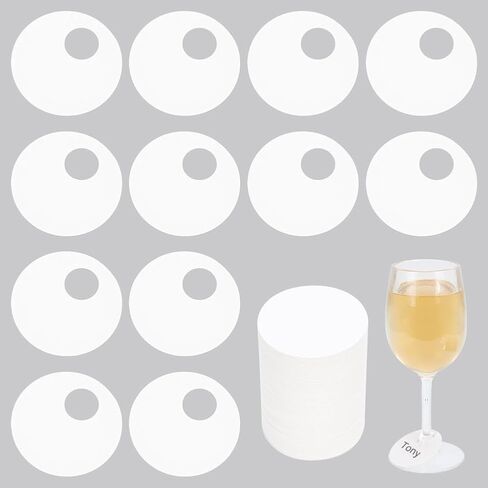 FINGERINSPIRE 150 Pcs Paper Round Drink Name Tags 2" Blank Disposable Stemware Drink Name Tags White Disposable Wine Tag Wine Glass Drink Markers DIY Identification Marker for Wine Glasses Champagne in Saudi Arabia