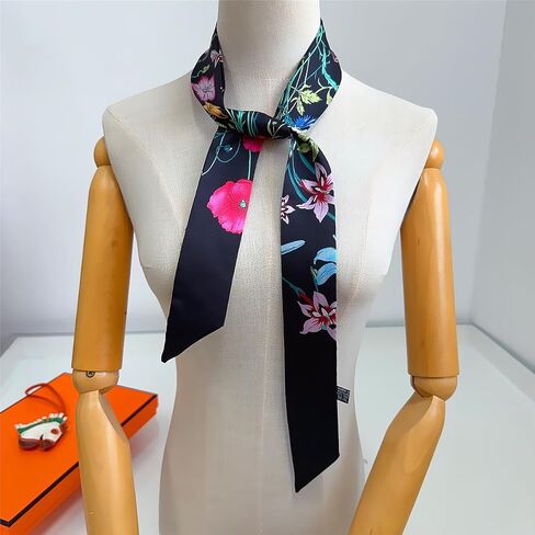 2 Pack Silk Purse Scarf For Handbags Head Hair Ribbon Fashion Skinny Scarf For Women Long Neckerchief in Kuwait