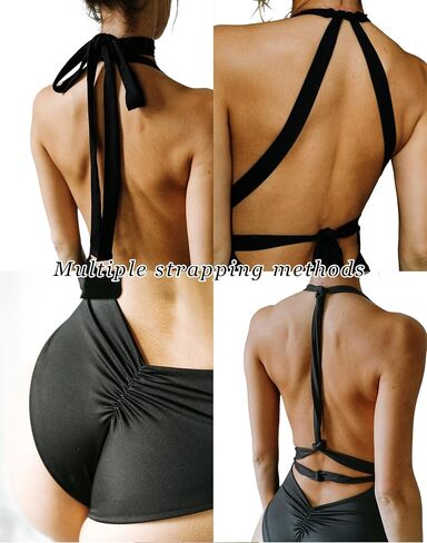 HYPERFIRE Women's Sexy Backless High Cut One Piece Swimsuit Halter V Neck Bathing Suit Swimwear in Saudi Arabia
