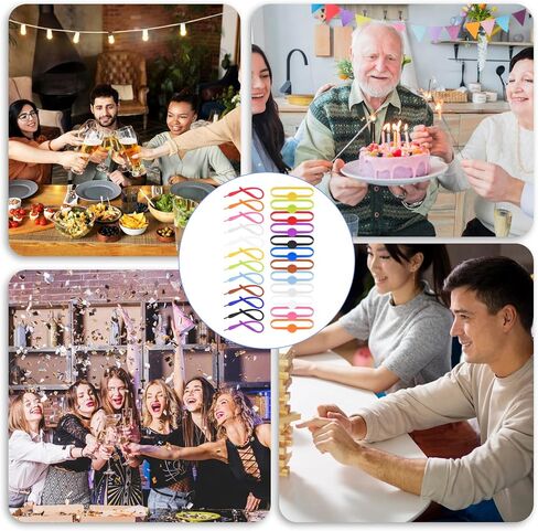 24Pcs Drink Markers, Cup Markers Bottle Strip Tag Silicone Drink Labels Name Band, Wine Glass Markers for Drinks, Cocktail Drink Markers Water Bottle Charms for Party Families Bottle Identification in Saudi Arabia