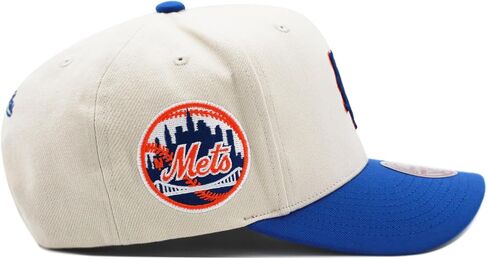 Mitchell & Ness New York Mets MLB Game On Pro Precurved Snapback Hat Cap - Off White/Royal in Saudi Arabia