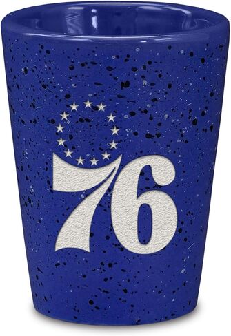 Rico Industries NBA Basketball Philadelphia 76ers Primary 2oz Ceramic Shot Glass for Fans, Laser Engraved In Team Color Single Shot Glass in Saudi Arabia