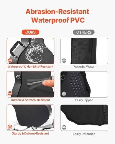 VEVOR Acoustic Guitar Hard Case, 43.31 in Gourd-Shaped Guitar Hard Case, With Lock Latch Key Handle, PVC Padding Soft Lining Water-Resistant Hard Shell Guitar Case, for 39-41 in Acoustic Guitar, Black in Saudi Arabia
