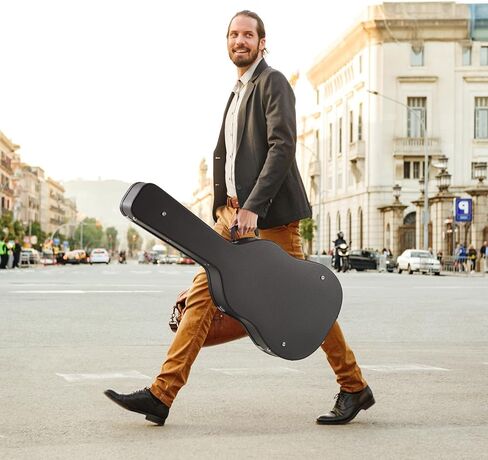 VEVOR Acoustic Guitar Hard Case, 43.31 in Gourd-Shaped Guitar Hard Case, With Lock Latch Key Handle, PVC Padding Soft Lining Water-Resistant Hard Shell Guitar Case, for 39-41 in Acoustic Guitar, Black in Saudi Arabia