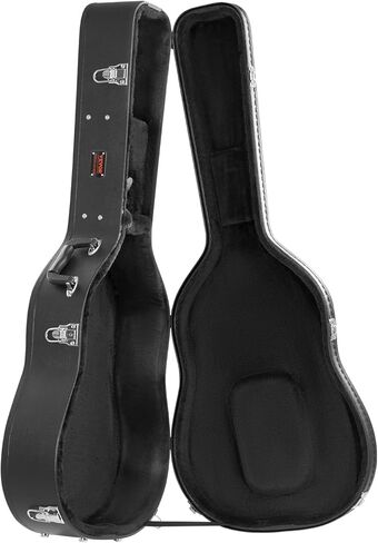 VEVOR Acoustic Guitar Hard Case, 43.31 in Gourd-Shaped Guitar Hard Case, With Lock Latch Key Handle, PVC Padding Soft Lining Water-Resistant Hard Shell Guitar Case, for 39-41 in Acoustic Guitar, Black in Saudi Arabia