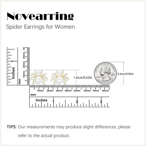 أقراط العنكبوت للنساء أبيض لؤلؤة العنكبوت الأقراط في أقراط الحيوانات الصغيرة الهدايا المجوهرات مضحكة in Kuwait