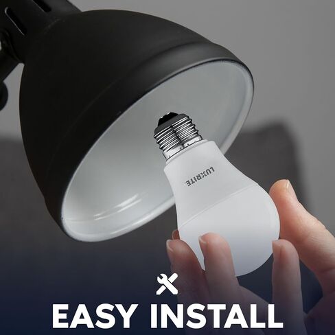 Luxrite A19 مصباح LED LED 60 واط مكافئ ، غير قابلة للوقت ، CRI80 ، 3500K أبيض طبيعي ، 800 لتر ، مصابيح مصباح LED القياسية 8W ، قاعدة E26 ، التثبيت المرفق ، مصنفة رطبة ، ETL مدرجة (8 حزمة) in Kuwait