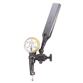 Starrett 711 Last Word Dial Test Indicator with Universal Shank, Long/Short Arm and Clamp - White Half Shaded, .030" Range, 0-15-0 Dial Reading, .0005" Graduations - 711HSAZ