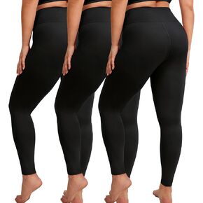 VALANDY Creamlush 3 Pack Plus Size Leggings for Women-High Waisted Tummy Control Soft Stretchy Yoga Pants