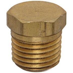 Anderson Metals 56121 Brass Pipe Fitting, Cored Hex Head Plug, 1/4" NPT Male Pipe