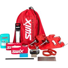 Swix Ski and Snowboard Touchup and Wax Kit - Comprehensive Winter Sports Maintenance Set with F4 Wax, Diamond Disc, Ceramic and Gummi Stones, Metal Scraper, Vise Set