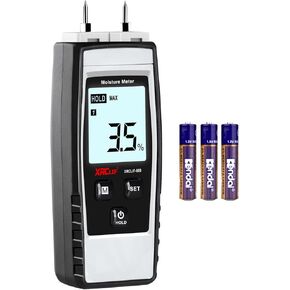 Digital Moisture Meter, 8 in 1 Pin Type Damp Detector, Wood Moisture Meter for Firewood/Lumber/Drywall/Wood/Brick/Floor - Water Leak Sensor Detector & Humidity Tester Gray