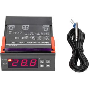 MH1210F Digital Temperature Controller Thermostat -58 to 194℉ Fahrenheit Sensor AC110V, Supports Cooling and Heating Control