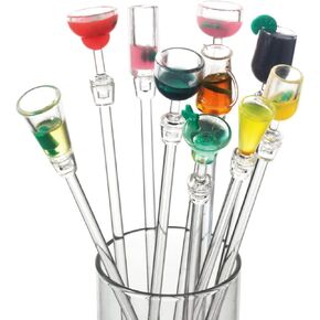 Swizzle Sticks Colorful Clear Beverage Stirrers 9.05" Drink Stirrer Cocktail Stirrer Clear Shafts Cocktail Drink Stirrers for Bars Cafes Restaurants Home Use 10 Pieces