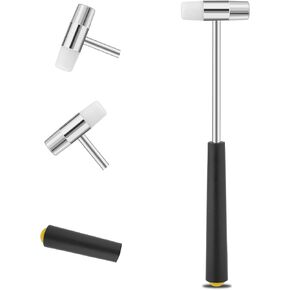 Dual Head Small Hammer, Lightweight Small Hammer, 6.88 Inch Plastic Head and Metal Head Mini Jewelry Hammer for DIY Crafts, Watches, Tuning, Leather, Woodworking, Musical Instruments