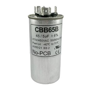 45+5uF 45/5 MFD ±6% 370/450 VAC CBB65 Dual Run Start Round Capacitor Replacement 97F9895, Z97F995 Fit for Heat Pump,Air Conditioner,HVAC Capacitor,Straight Cool,Condenser