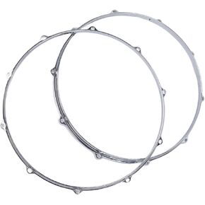 2Pcs 14in 10 Hole Snare Drum Hoop Set Alloy Decorative Drum Hoop Percussion Instrument Parts for Performance Travel