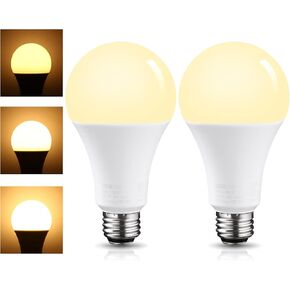 TORCHSTAR 3-Way LED Bulb A21, 3 Way LED Light Bulbs 40/60/100W Equivalent, UL & ES Listed, Flicker Free Bulb for Floor, Table, Touch Lamp, E26 Standard Base, Non-dimmable, 2700K Soft White, Pack of 2