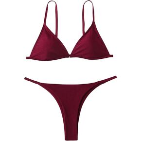 SOLY HUX Bathing Suit for Women Triangle Thong Bikini Swimwear Two Piece Swimsuit